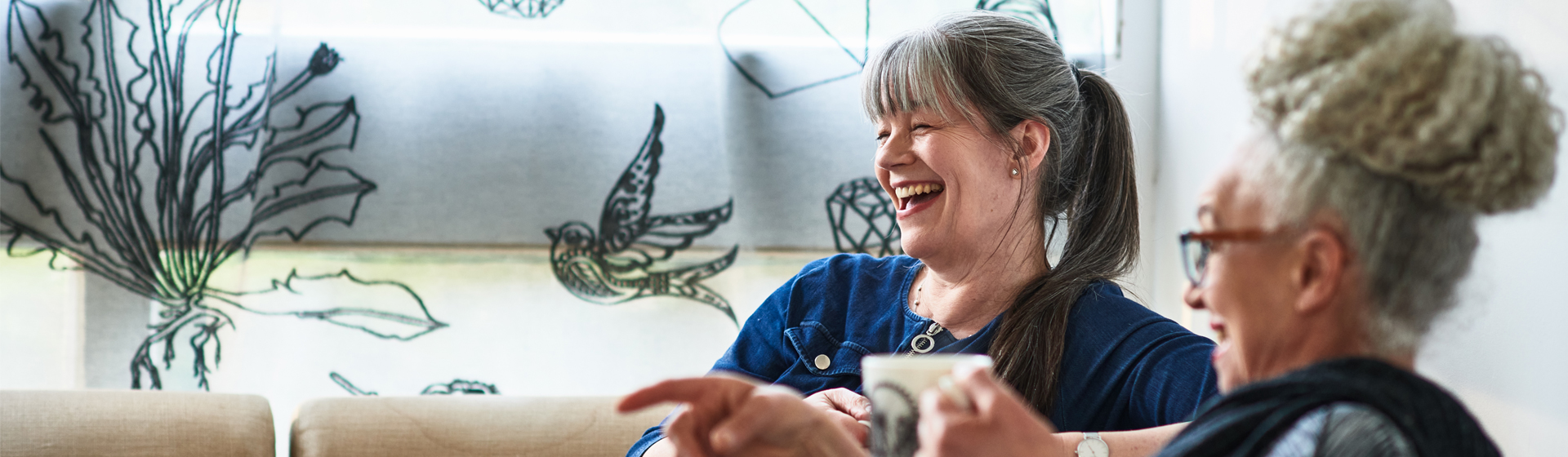Two women laughing